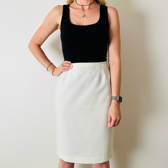 Larry Levine Classics vintage cream striped pencil midi skirt - Picture 2 of 6